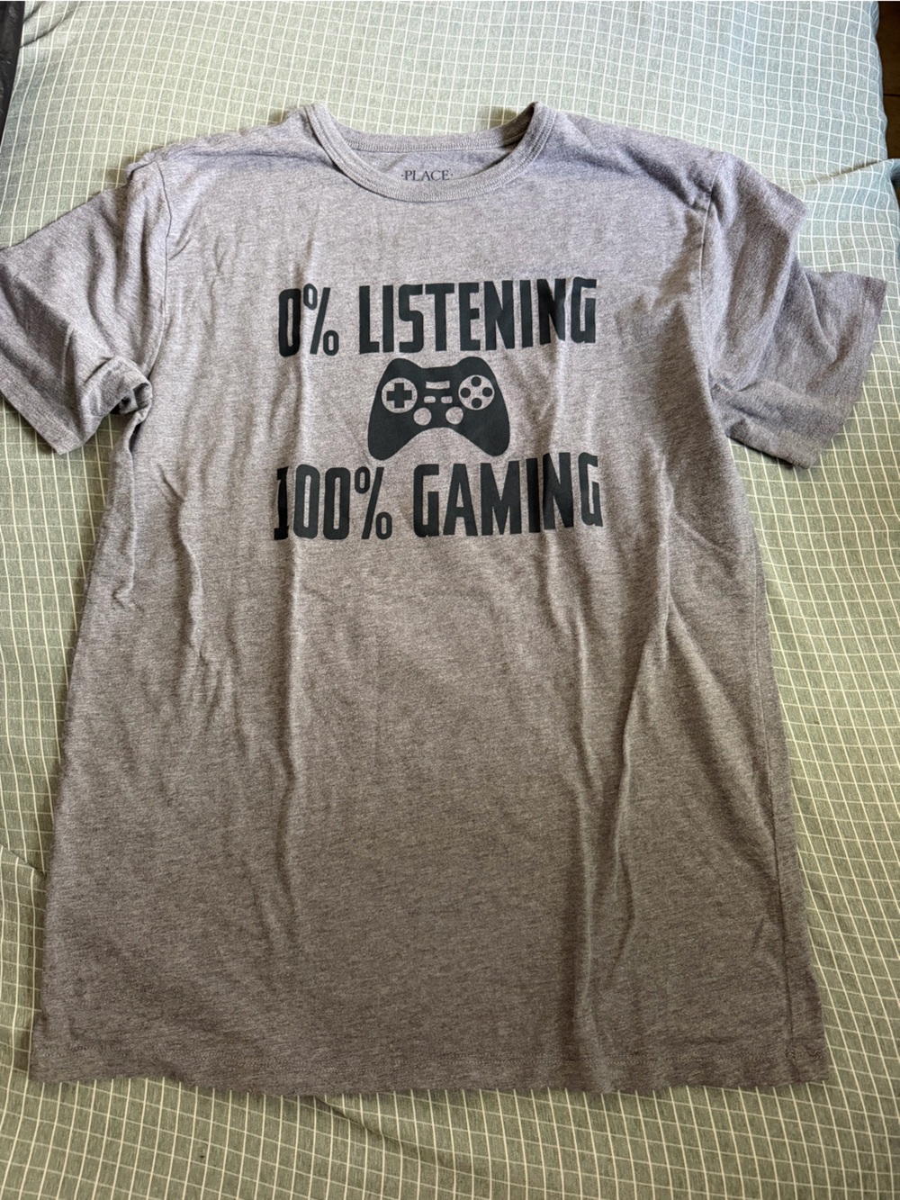 The Children's Place Gray Graphic '0% Listening 100% Gaming' Tee